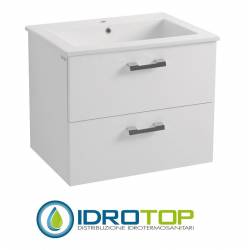 Lavabo 72X52 in Ceramica con 2 cassetti BIANCO DROP ,sifone,piletta,troppopieno e fissaggi per lavabo BIANCO Colavene