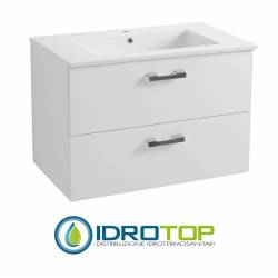 Lavabo 87X52 in Ceramica con 2 cassetti BIANCO DROP ,sifone,piletta,troppopieno e fissaggi per lavabo BIANCO Colavene