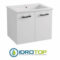 Lavabo 72X52 in Ceramica DROP con MOBILE SOSPESO 2 ante,sifone,piletta,troppopieno e fissaggi per lavabo BIANCO Colavene