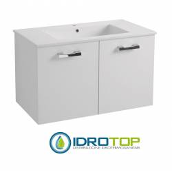 Lavabo 97X52 in Ceramica DROP con MOBILE SOSPESO 2 ante,sifone,piletta,troppopieno e fissaggi per lavabo BIANCO Colavene