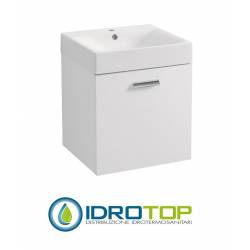 Lavabo 50X45 in Ceramica con Mobile a 1 anta DX ,sifone,piletta,troppopieno e fissaggi per lavabo BIANCO Colavene