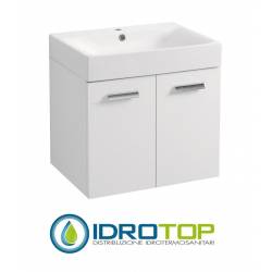 Lavabo 60X45 in Ceramica con Mobile a 2 ante ,sifone,piletta,troppopieno e fissaggi per lavabo BIANCO Colavene