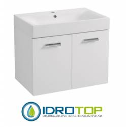 Lavabo 70X45 in Ceramica con Mobile a 2 ante ,sifone,piletta,troppopieno e fissaggi per lavabo BIANCO Colavene