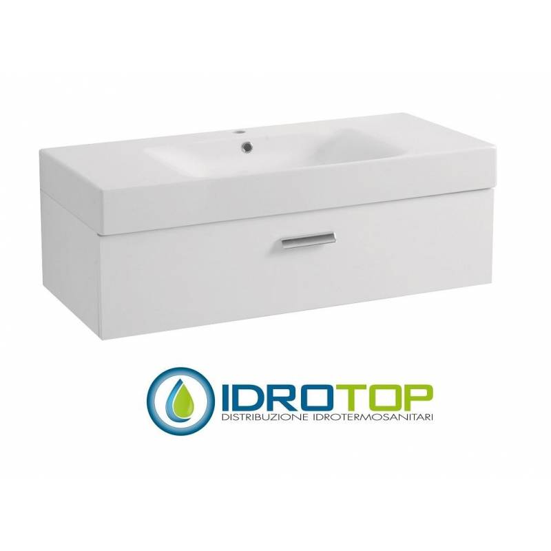Lavabo in Ceramica 100x45 con 1 Cassetto mod. CENTO BIANCO,sifone,piletta,troppopieno e fissaggi  BIANCO Colavene