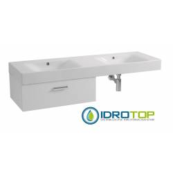 Lavabo in Ceramica 140x45 con 1 Cassetto mod. CENTO BIANCO,sifone,piletta,troppopieno e fissaggi  BIANCO Colavene