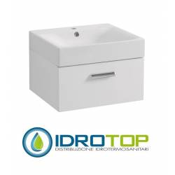 Lavabo in Ceramica 50x45 con 1 Cassetto mod. CENTO BIANCO,sifone,piletta,troppopieno e fissaggi per lavabo BIANCO Covalene