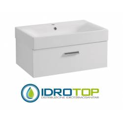 Lavabo in Ceramica 70x45 con 1 Cassetto mod. CENTO BIANCO,sifone,piletta,troppopieno e fissaggi per lavabo BIANCO Covalene