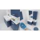 Lavabo in Ceramica 50x45 con 2 Cassetti Sovrapposti  CENTO BIANCO,sifone,piletta,troppopieno e fissaggi BIANCO Colavene