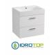 Lavabo in Ceramica 60x45 con 2 Cassetti Sovrapposti  CENTO BIANCO,sifone,piletta,troppopieno e fissaggi BIANCO Colavene