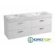 Lavabo in Ceramica 140x45 con 4 Cassetti Affiancanti CENTO BIANCO,sifone,piletta,troppopieno e fissaggio BIANCO Colavene