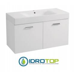 Lavabo 100X45 in Ceramica con Mobile a 2 ante ,sifone,piletta,troppopieno e fissaggi per lavabo BIANCO Colavene