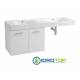 Lavabo 140X45 in Ceramica con Mobile a 2 ante ,sifone,piletta,troppopieno e fissaggi per lavabo BIANCO Colavene