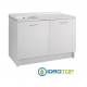 Lavatoio Portalavatrice 130X65 DX ACTIVE WASH STATICO-vasca sx,cesto portabiancheria,asse in legno,lavatoio in Abs BIANCO Colave
