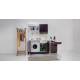 Lavatoio Portalavatrice 130X65 DX ACTIVE WASH STATICO-vasca sx,cesto portabiancheria,asse in legno,lavatoio in Abs BIANCO Colave