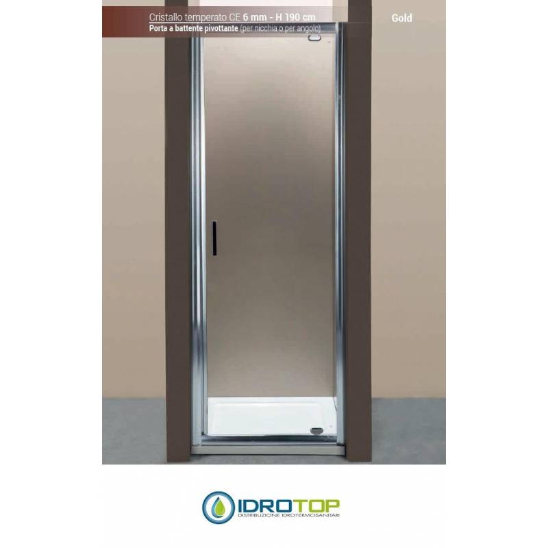 Box Doccia  Porta a Battente 70 Cristallo TRASPARENTE 6mm-Telaio CROMATO PONSI Gold