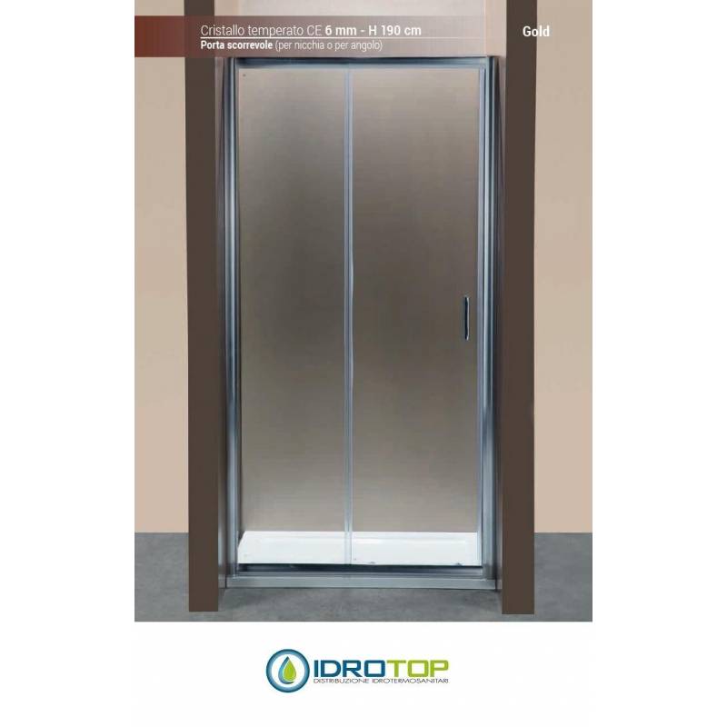 Box Doccia Porta Scorrevole 100 Cristallo TRASPARENTE 6mm-Telaio CROMATO PONSI Gold