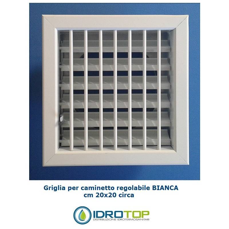 Bocchetta Aria 20x20 mm regolabile  Bianca con Adattatore D.150