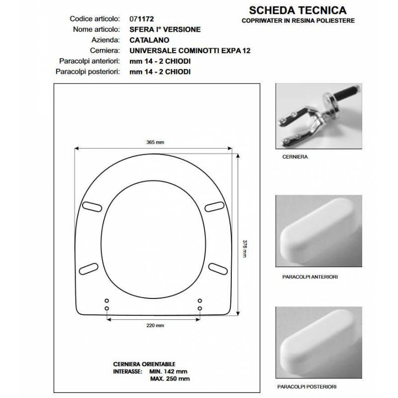 Copriwater Catalano SFERA 1'versione BIANCO Cromo-Sedile-Asse Wc
