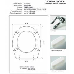 Copriwater Pozzi Ginori COLIBRi' 2 NERO  Cerniera Cromo-Sedile-Asse Wc 