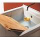 Lavatoio in CERAMICA Mod. EDILLA L 63XP60 con ASSE IN LEGNO doppia anta 