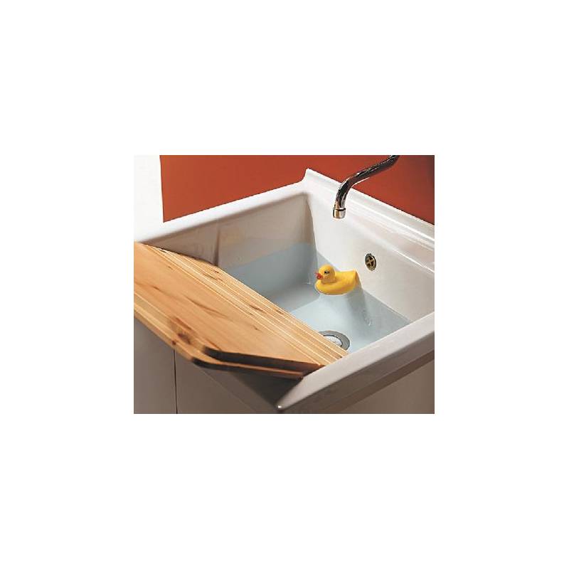 Lavatoio in CERAMICA Mod. EDILLA L 63XP60 con ASSE IN LEGNO doppia anta 