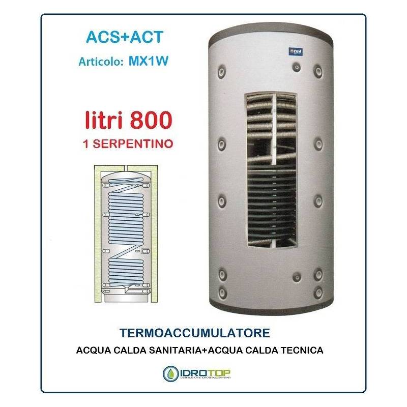 Termoaccumulatore 800 lt Bollitore Combinato ACS+ACT 1 Serpentino-Serbatoio Acqua