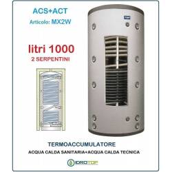 Termoaccumulatore 1000 lt Bollitore Combinato ACS+ACT 2 Serpentini-Serbatoio Acqua