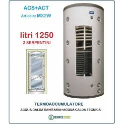 Termoaccumulatore 1250 lt Bollitore Combinato ACS+ACT 2 Serpentini-Serbatoio Acqua