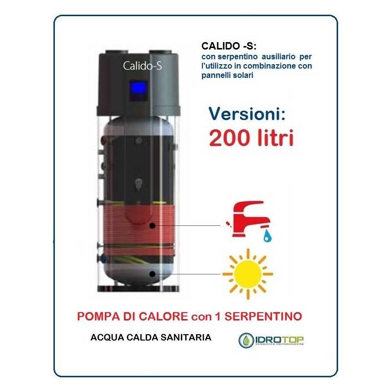 Pompa di Calore 200 LT.per Acqua Calda Sanitaria-Serbatoio con 1 Serpentino CALIDO S