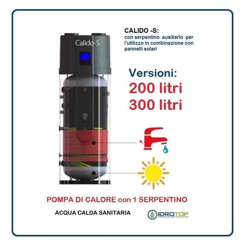 Pompa di Calore per Acqua Calda Sanitaria-Serbatoio con 1 Serpentino CALIDO S