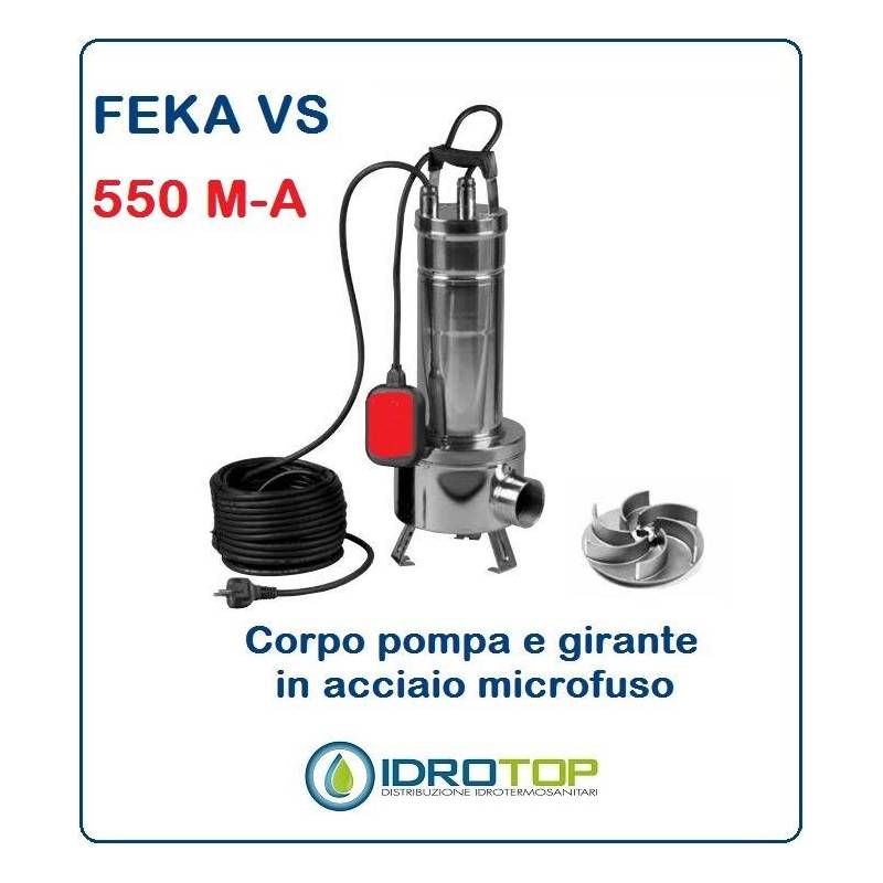 Pompa Sommergibile FEKA VS 550 M-A con Galleggiante cavo e Spina.Per acque Nere