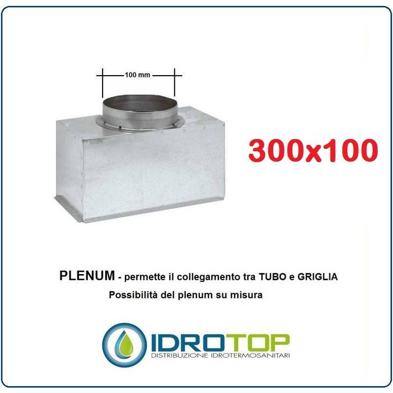 Plenum per Bocchette 300x100mm d.100 x NOVA A in Lamiera Zincata 