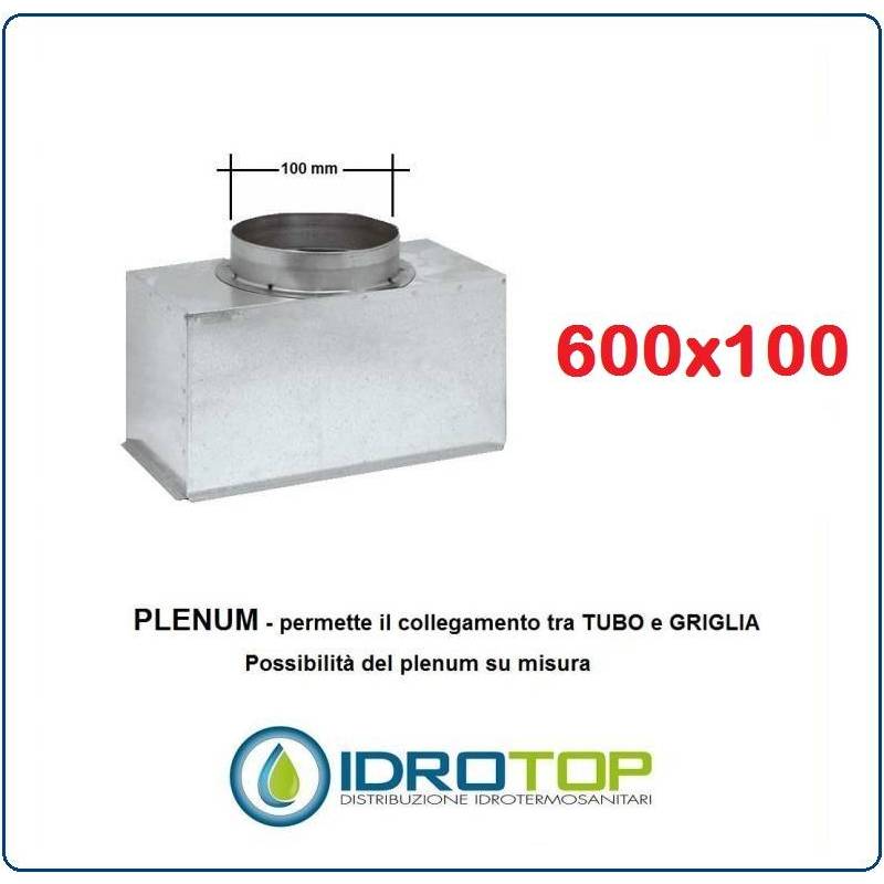 Plenum per bocchette 600x100mm d.100 x NOVA A in lamiera Zincata(non Isolato)