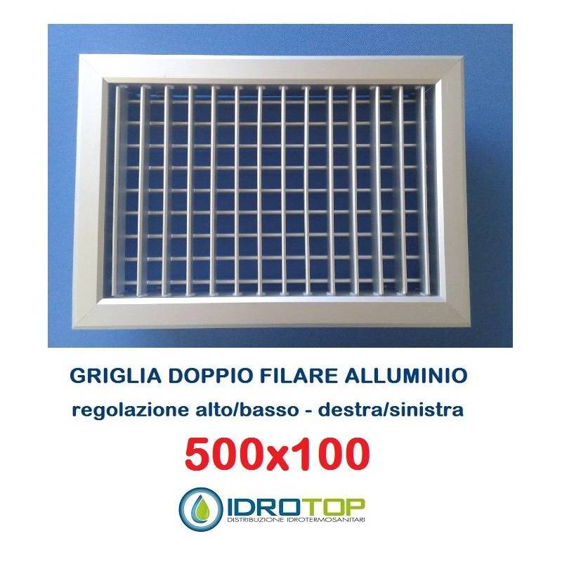 Bocchette Griglie 500X100mm in alluminio con Alette orientabili Singolarmente