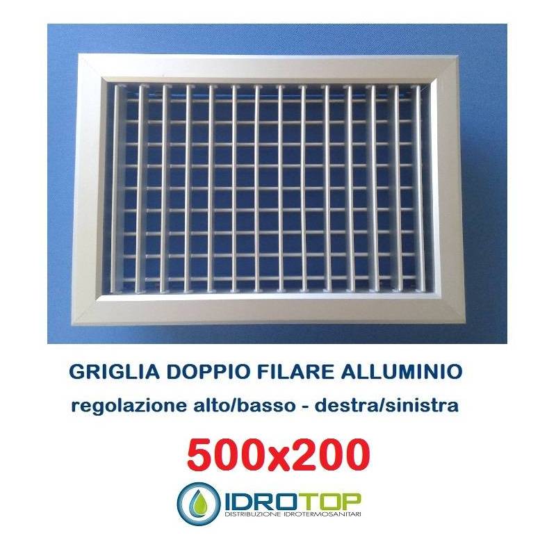 Bocchette Griglie 500X200mm in alluminio con Alette orientabili Singolarmente