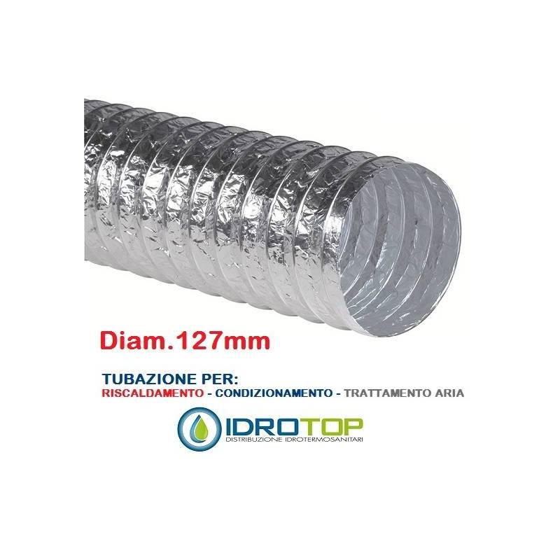 Tubo Flessibile diam. 127 in Alluminio Semplice Estensibile 10 mt. 
