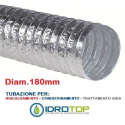 Tubo Flessibile diam. 180 in Alluminio Semplice Estensibile 10 mt. 