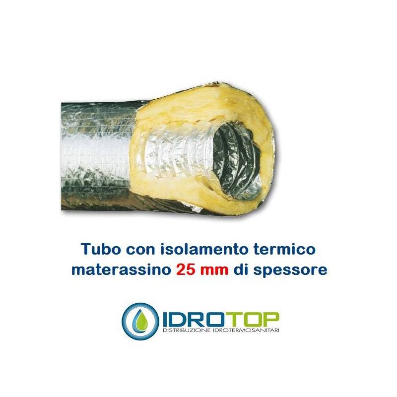 Tubo Flessibile Alluminio Isolato Afonico per Aria Calda Fredda VMC 10 metri DN 160