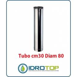 Tubo Cm 30 Diam. 80 Monoparete in Acciaio Inox per Caminetti e Stufe 