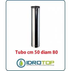 Tubo Cm 50 Diam.80 Monoparete in Acciaio Inox per Caminetti e Stufe 