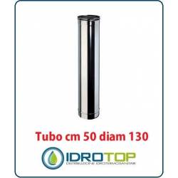 Tubo Cm 50 Diam 130mm Monoparete in Acciaio Inox per Caminetti e Stufe 