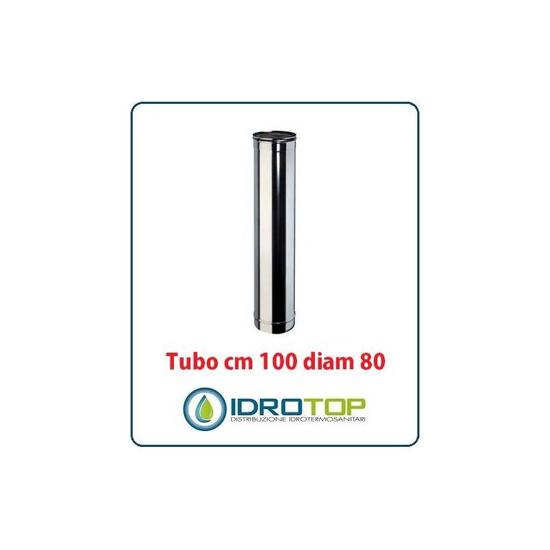 Tubo Cm 100 Diam.80 Monoparete  in Acciaio Inox per Caminetti e Stufe