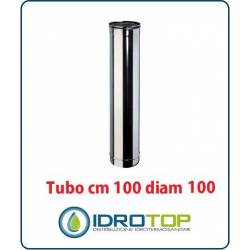 Tubo Cm 100 Diam.100 Monoparete  in Acciaio Inox per Caminetti e Stufe