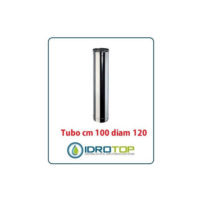 Tubo Cm 100 Diam.120 Monoparete  in Acciaio Inox per Caminetti e Stufe