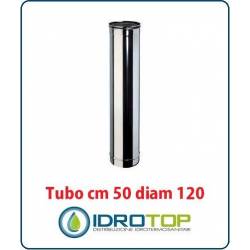 Tubo Cm 50 Diam 120mm Monoparete in Acciaio Inox per Caminetti e Stufe 