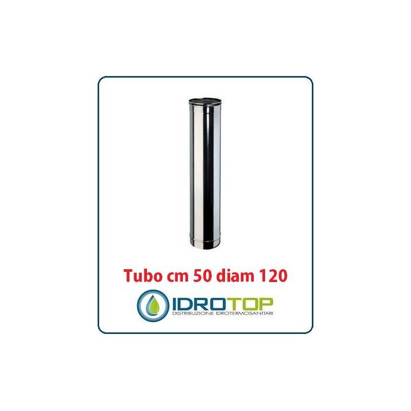 Tubo Cm 50 Diam 120mm Monoparete in Acciaio Inox per Caminetti e Stufe 