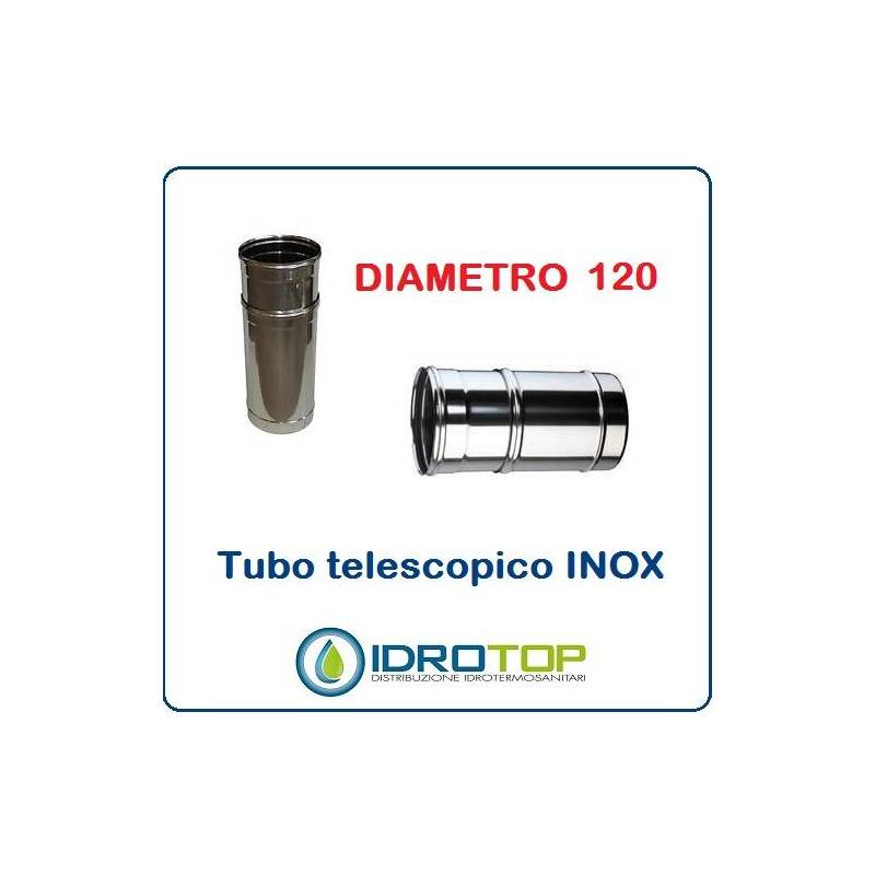 Elemento Diritto Diam.120 Regolabile Telescopico Monoparete Inox per Canne Fumarie 