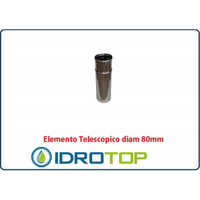 Elemento Diritto Diam.80 Regolabile Telescopico Monoparete Inox per Canne Fumarie 