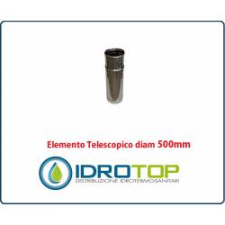 Elemento Diritto Diam.500 Regolabile Telescopico Monoparete Inox per Canne Fumarie 