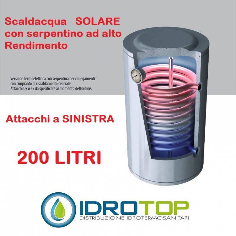 Scaldabagno Solare STX Attacco SINISTRO Serpentino Fisso Alto Rendimento LT200